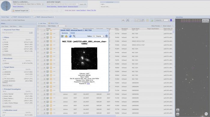 Datensuche im MAST-Portal (Bild: Mario Keller)